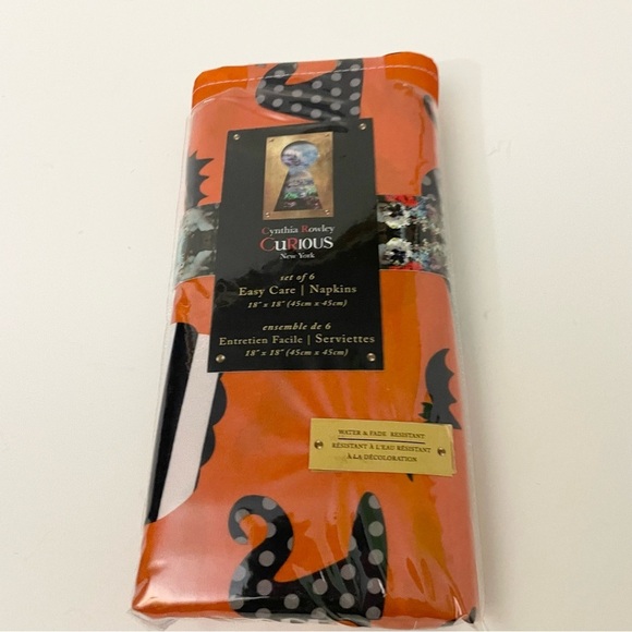 Curious By Cynthia Rowley Halloween Set of 6 Napkins - Picture 3 of 11